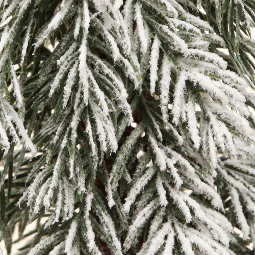 Artículo Decoración para árbol de Navidad verde blanco invierno sobre base de madera Al. 28 cm