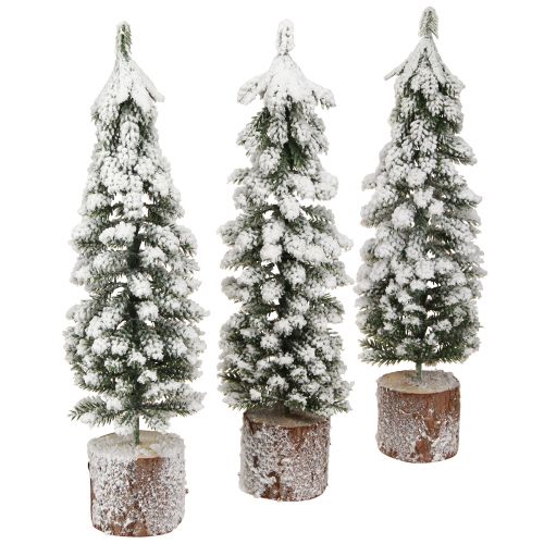 Floristik24 Decoración del árbol de Navidad con nieve verde blanco Ø6cm H30cm 3ud