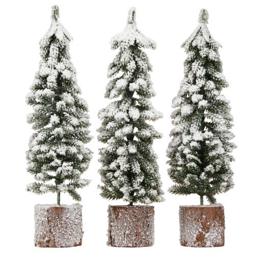 Floristik24 Decoración del árbol de Navidad con nieve verde blanco Ø6cm H30cm 3ud