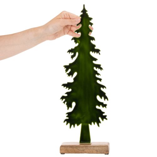 Árbol de Navidad decorativo sobre base de madera, decoración de mesa, Navidad, 46 cm | Floristik24.es