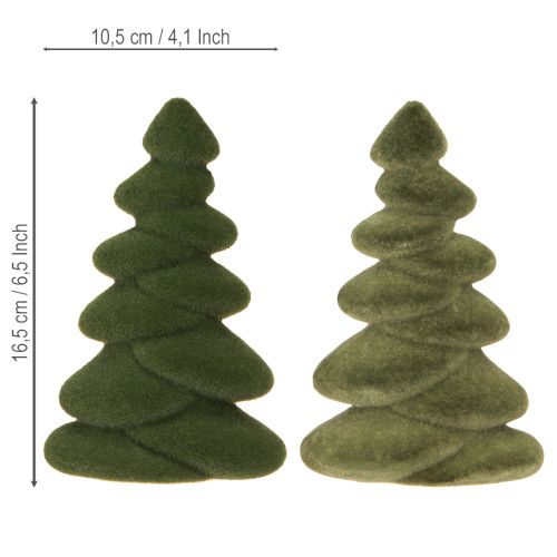 Artículo Decoración de mesa para árbol de Navidad con abetos flocados verdes de 16,5 cm, 4 piezas