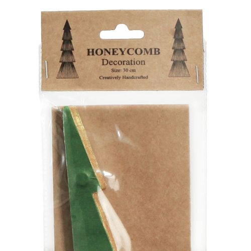 Artículo Árbol de Navidad papel alveolar Navidad verde dorado H30cm 2 piezas