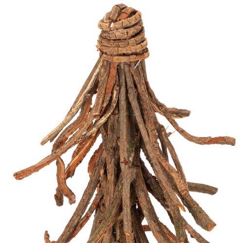Árbol de Navidad hecho de ramas de sauce sobre una base de madera, 48 cm. | Floristik24.es