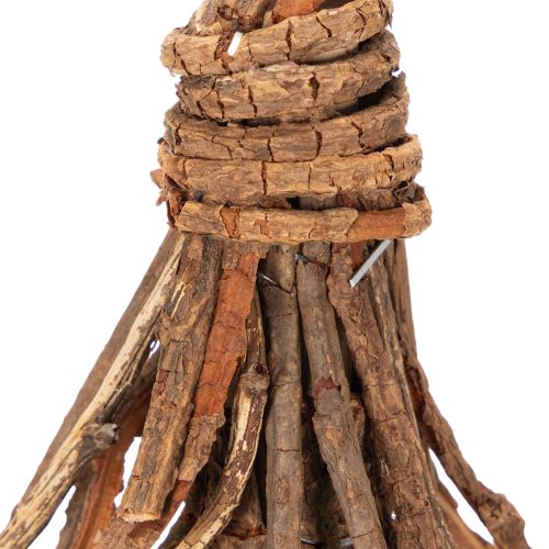 Árbol de Navidad hecho de ramas de sauce sobre una base de madera, 48 cm. | Floristik24.es