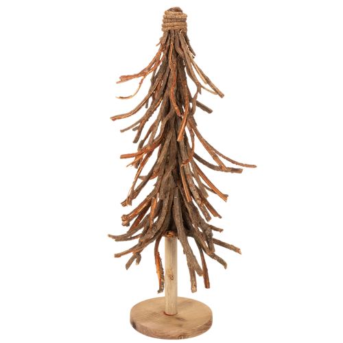 Árbol de Navidad hecho de ramas de sauce sobre una base de madera, 48 cm. | Floristik24.es