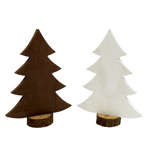 Floristik24 Árbol de navidad blanco, madera marrón 21cm 4pcs