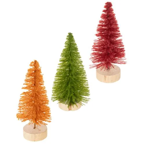 Árbol de Navidad artificial con base de madera, pequeño, 16 cm, 6 piezas comprar | Floristik24.es