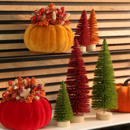 Árbol de Navidad artificial con base de madera, pequeño, 16 cm, 6 piezas | Floristik24.es