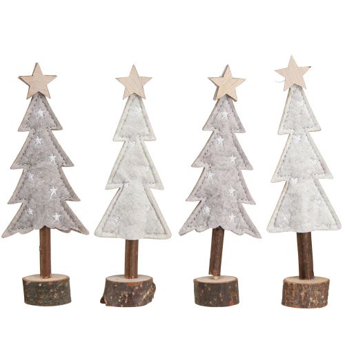 Artículo Árbol de Navidad de fieltro decorado con estrella crema beige 18cm 4 piezas