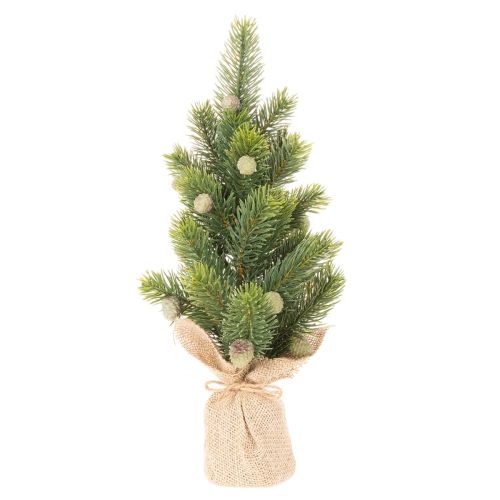 Árbol de Navidad artificial en saco de yute, pequeño adorno de mesa, mini árbol de Navidad, 38 cm. | Floristik24.es