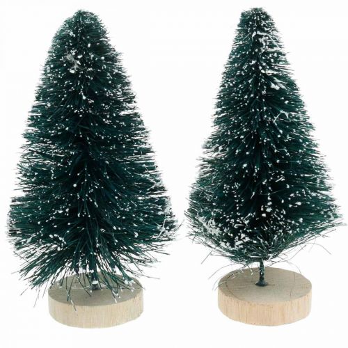 Floristik24 Mini abeto nevado, decoración de invierno, árbol de Navidad H9.5cm Ø5cm 2pcs