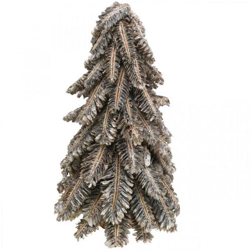 Abeto hecho de conos, árbol de Navidad cubierto de nieve, adornos de invierno, Adviento, blanco lavado H33cm Ø20cm