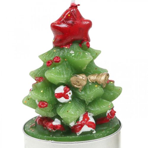 Floristik24 Velas de té Luz de té de Navidad abeto H6.5cm 6pcs