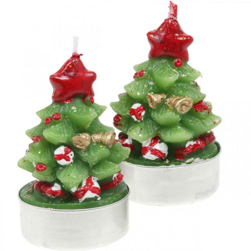 Floristik24 Velas de té Luz de té de Navidad abeto H6.5cm 6pcs