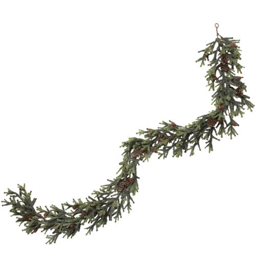 Artículo Guirnalda de abeto verde con piñas marrón Navidad 185cm