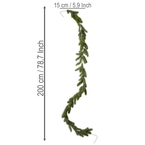 Guirnalda artificial de abeto verde para decoración festiva, 200 cm | Floristik24.es