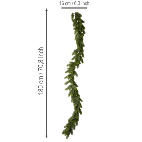 Guirnalda artificial de abeto, verde, para decoración festiva, 180 cm. | Floristik24.es