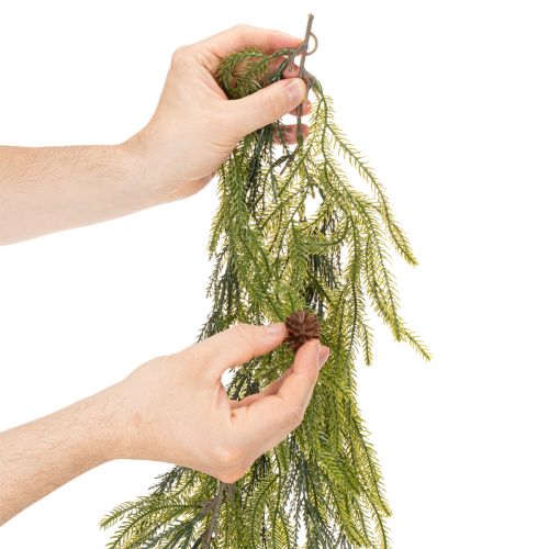 Guirnalda artificial de ramas de pino con piñas para decoración de Adviento, 218 cm. | Floristik24.es