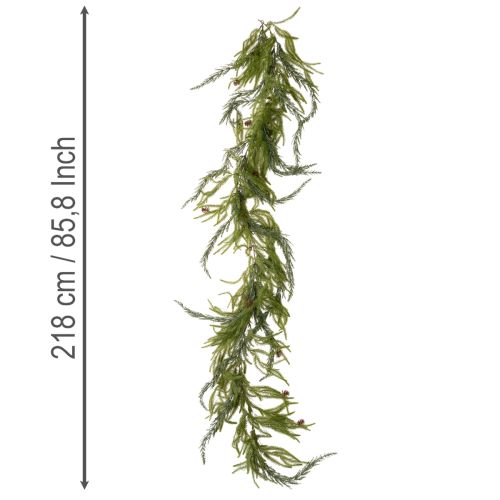 Guirnalda artificial de ramas de pino con piñas para decoración de Adviento, 218 cm. | Floristik24.es