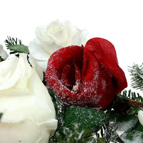 Artículo Guirnalda de abeto con rosas nevadas 180cm