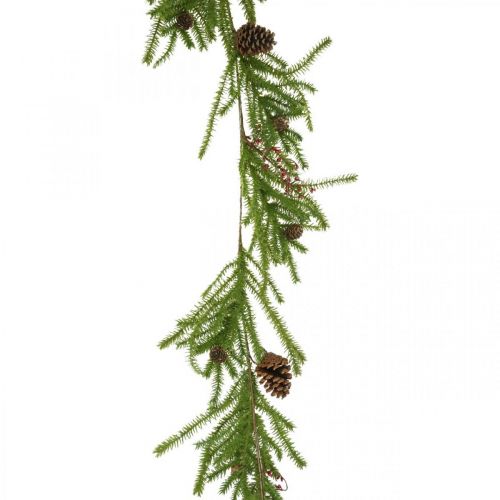 Percha decorativa alerce artificial ramas de coníferas conos y bayas 150cm