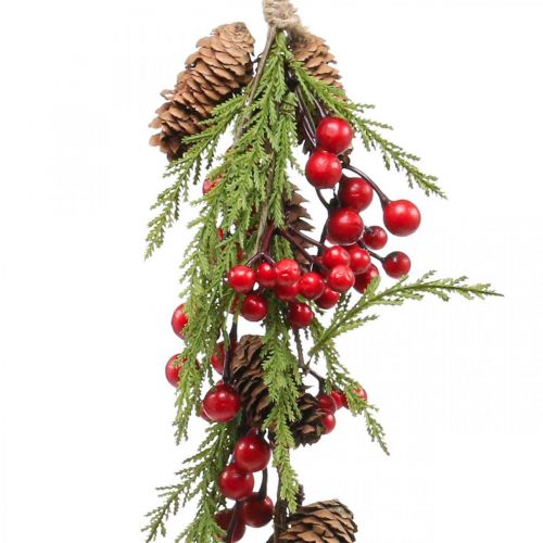 Floristik24 Percha de abeto con bayas y piñas 55cm