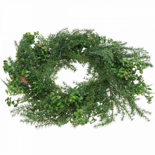 Floristik24 Corona decorativa con ramas de coníferas, piñas y boj verde 60cm