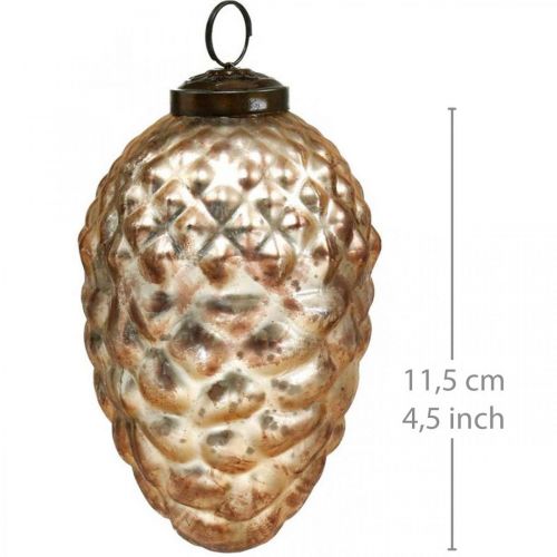 Floristik24 Colgante de piña, adornos para árboles de Navidad, decoración otoñal, cristal auténtico, aspecto antiguo Ø7cm H11.5cm 6ud