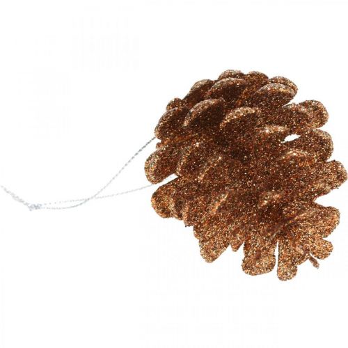 Floristik24 Adornos para árboles de navidad deco conos brillo cobre H7cm 6pcs