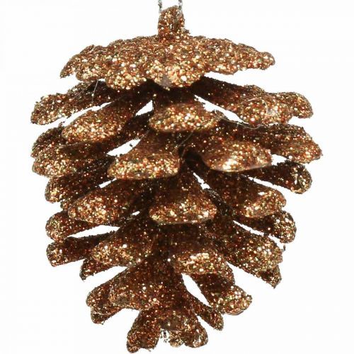 Artículo Adornos para árboles de navidad deco conos brillo cobre H7cm 6pcs