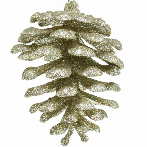 Floristik24 Decoraciones para árboles de Navidad conos decorativos champán brillante H7cm 6 piezas