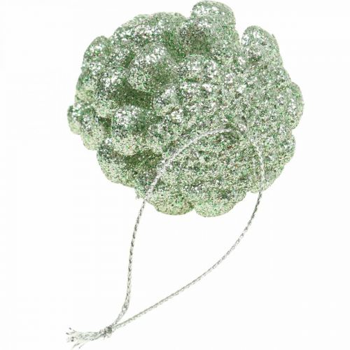 Floristik24 Adornos para árboles de navidad deco conos brillo menta H7cm 6pcs