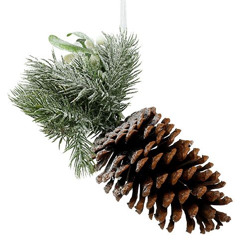 Floristik24 Conos de pino con decoración para colgar blanco 25cm - 30cm