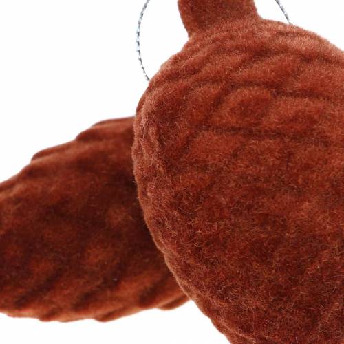Artículo Conos decorativos flocados Rooibos 9,5cm/8cm 12uds