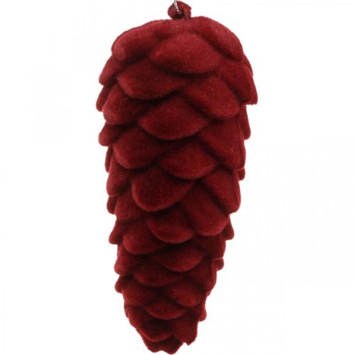 Floristik24 Percha para decoración de conos de otoño, adornos de adviento, piñas de pino flocadas en rojo H13cm Ø6cm 6S