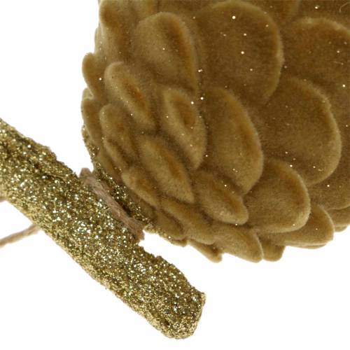 Floristik24 Conos decorativos para colgar Marrón, Oro 9×7cm/8,5×6cm 4piezas