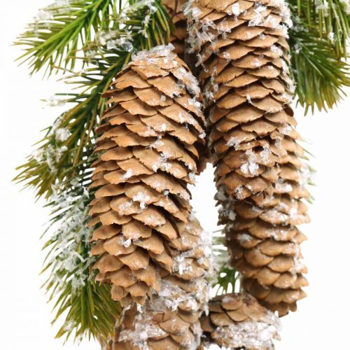 Floristik24 Abeto verde con conos, decoración de invierno, rama de abeto para colgar, decoración de cono nevado L33cm