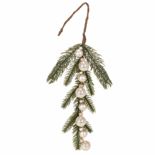 Rama de abeto artificial con mini adornos navideños blancos, 46 cm, 2 unidades. comprar | Floristik24.es
