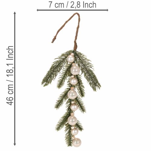 Rama de abeto artificial con mini adornos navideños blancos, 46 cm, 2 unidades. | Floristik24.es