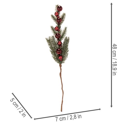 Rama de abeto artificial con adornos navideños, 48 cm, 2 unidades. | Floristik24.es