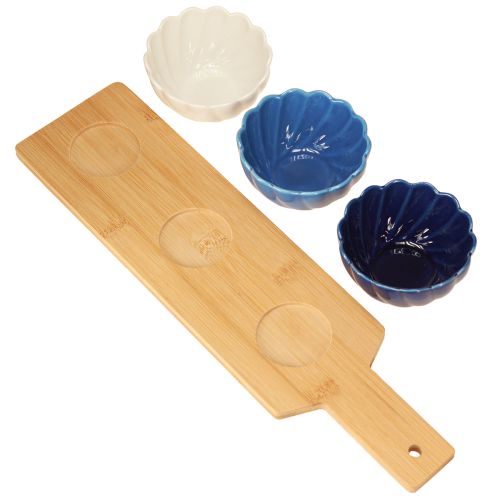 Artículo Juego de cuencos en bandeja Azul y blanco Cerámica 40×10cm