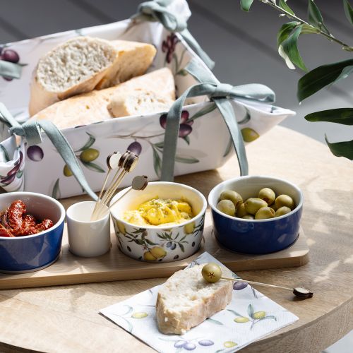 Floristik24 Set de Tapas Bambú Cerámica Limones y Aceitunas 40cm