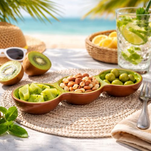 Artículo Cuenco de cerámica con motivo de kiwi, decoración veraniega para servir con estilo tapas y aperitivos, 30 cm
