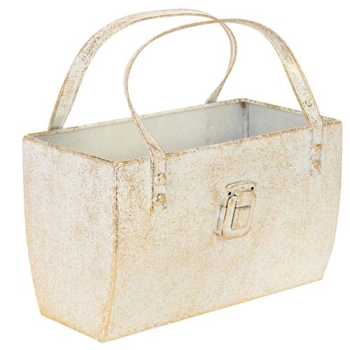 Bolsa metálica, recipiente decorativo, rectangular, 26 cm, color dorado. comprar | Floristik24.es