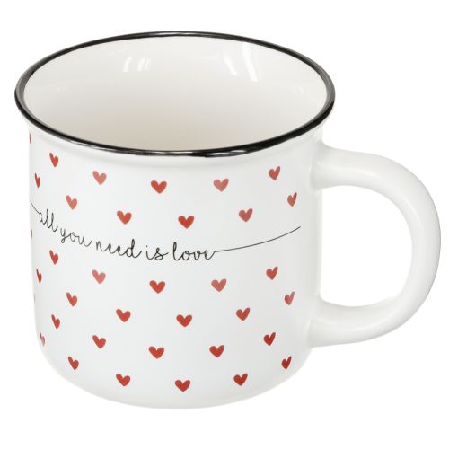 Taza con corazones taza de cerámica blanca roja Ø9cm H9cm