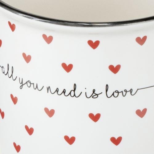 Artículo Taza con corazones taza de cerámica blanca roja Ø9cm H9cm