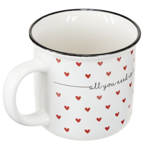 Artículo Taza con corazones taza de cerámica blanca roja Ø9cm H9cm