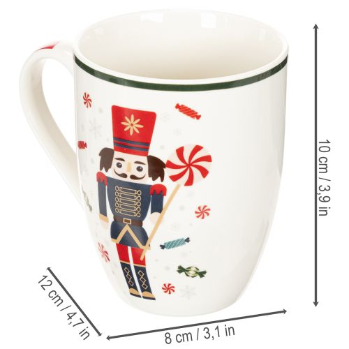 Taza navideña con motivo de cascanueces y bastón de caramelo, 10 cm, 2 unidades | Floristik24.es