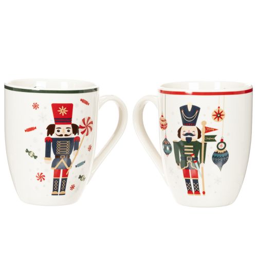 Taza navideña con motivo de cascanueces y bastón de caramelo, 10 cm, 2 unidades | Floristik24.es