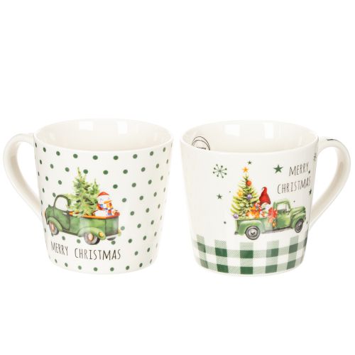 Taza de café Feliz Navidad con motivo de coche navideño, taza de cerámica de 10 cm, 2 unidades